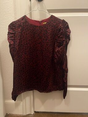Gianni Bini Red and Black Leopard Print Dress Top